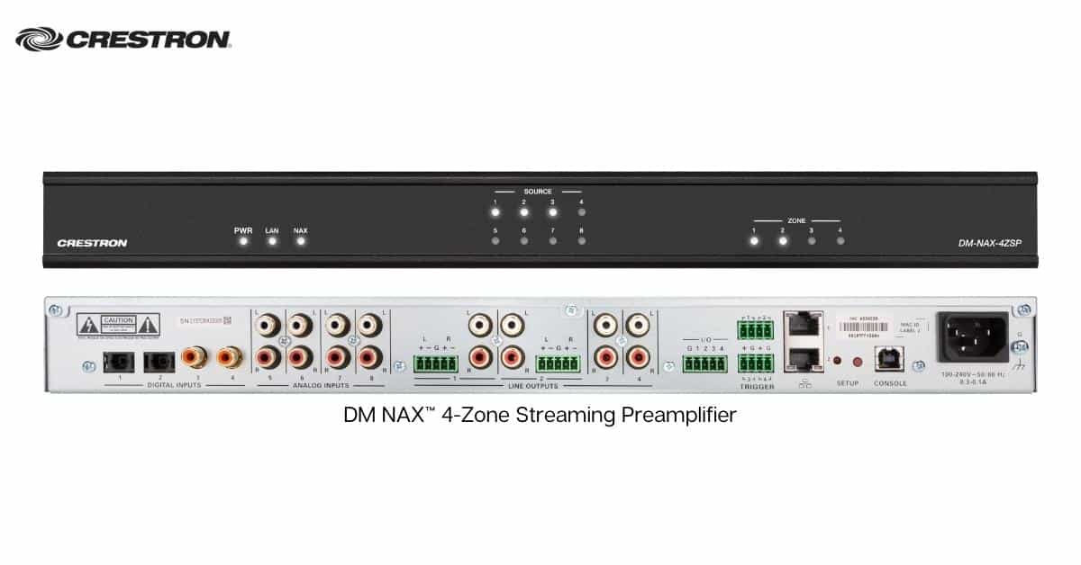 Crestron Adds New DM NAX 4Zone Streaming PreAmplifier and InWall